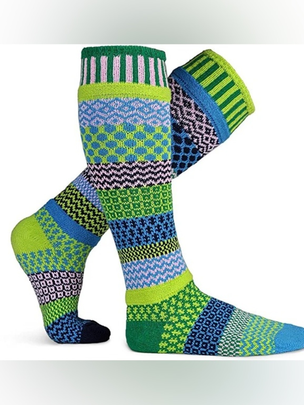 Solmate Mismatched Knee High Socks in Waterlily shoe size 6-8